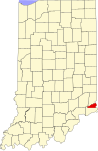 Map of Indiana highlighting Ohio County